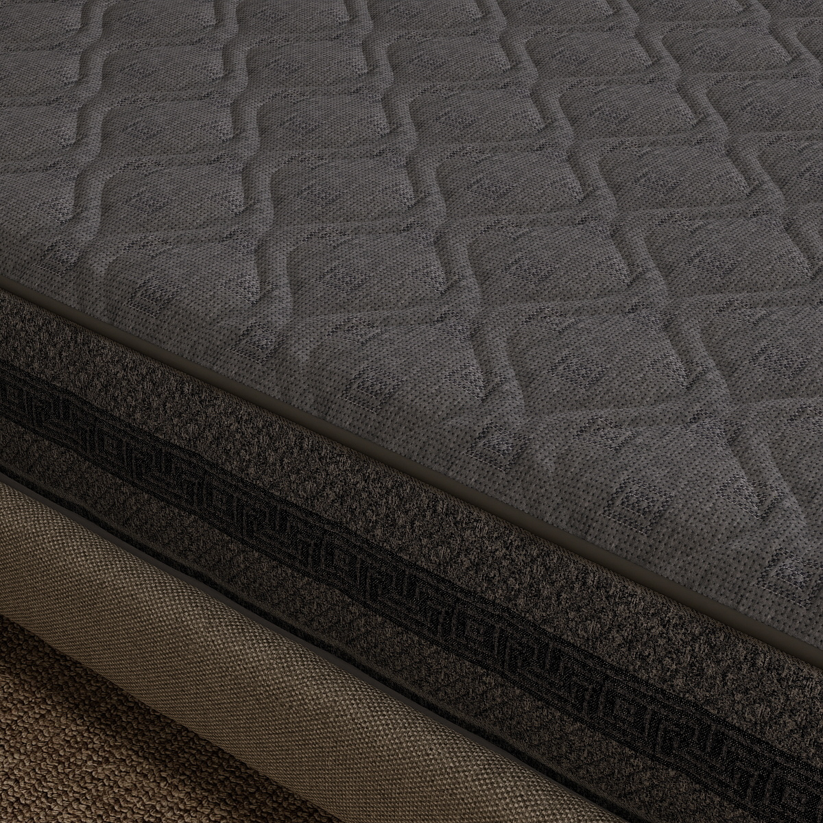 Dark Blue Geometric Knitted Mattress Fabric – Durable & Modern Ticking Material