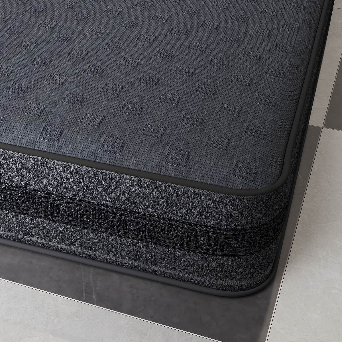 Dark Blue Geometric Knitted Mattress Fabric – Durable & Modern Ticking Material