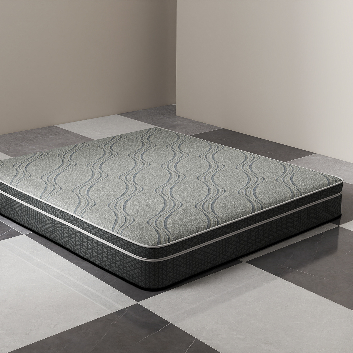 Light Grey Wavy Pattern Mattress Fabric – Soft, Durable & Modern Ticking Material