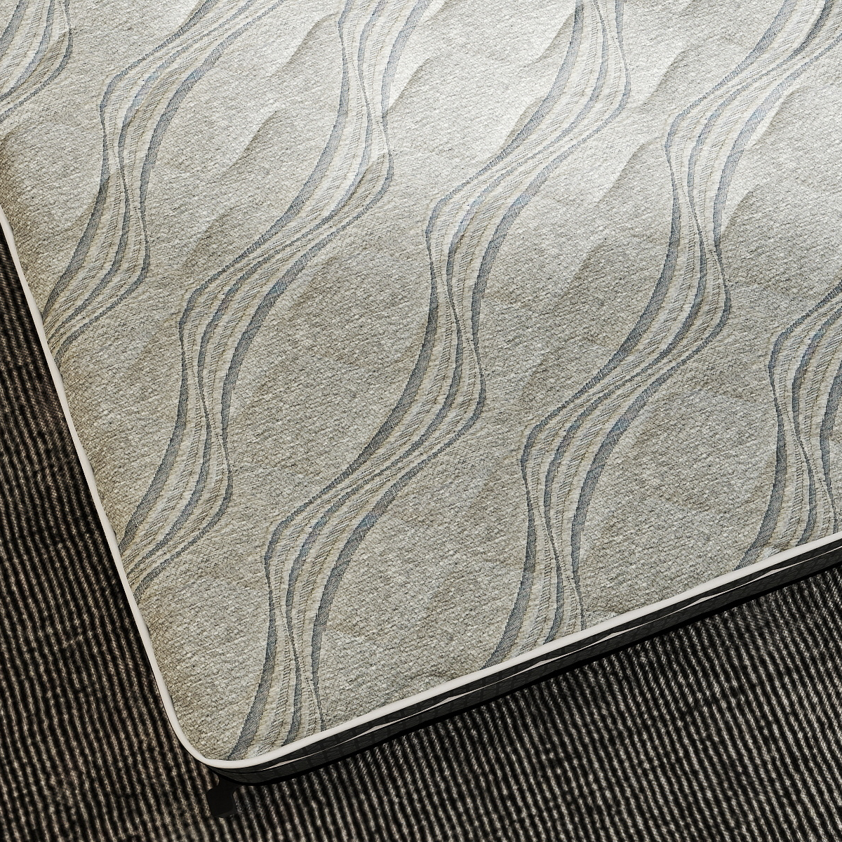 Light Grey Wavy Pattern Mattress Fabric – Soft, Durable & Modern Ticking Material