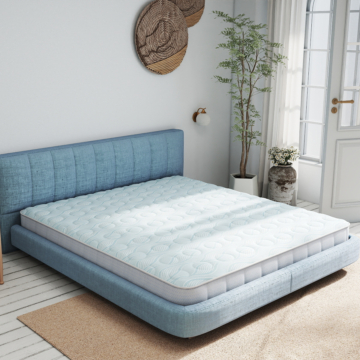 Knitted Mattress Fabric – Custom Soft Wave-Leaf Pattern for Premium Mattress Covers