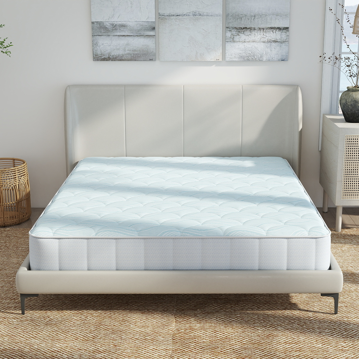 Knitted Mattress Fabric – Custom Soft Wave-Leaf Pattern for Premium Mattress Covers